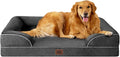 EHEYCIGA Orthopedic Dog Beds for Large Dogs, Waterproof Memory Foam Large Pet Bed with Sides, Non-Slip Bottom and Egg-Crate Foam Dog Couch Bed with Washable Removable Cover, Dark Grey