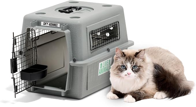 Petmate Sky Kennel For Air and Travel Airline Compliant Dog Crate for Smaller Dog Breeds or Pets up to 15 lbs, Heavy Duty Dog Kennel, Made in the USA- 21" L | Travel carrier made in USA, durable hard shell, secure door, great for air and road trips, sa...