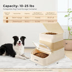 ZOMISIA 20-30lbs First-in, First-out Collapsible Dog Food Storage Container | FIFO System Easy Dispense Base for Freshness, Cat Food Storage Containers with Transparent Lid and Scoop