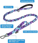 Hotsky Tactical Dog Collar and Leash Set, Heavy Duty Military Airtag Dog Collar with Handle and Metal Buckle for Training and Walking, with Airtag Holder and Two Patches (Purple Camo, M)