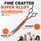 High-end Professional Dog Grooming Curved Scissors Pet Curved Shears 7 Inches Extremely Very Sharp Made Of Stainless Steel Alloy By Hand For Dog Cat Groomer
