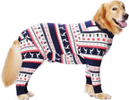 Dog Recovery Suit After Surgery Female Male, Medium Large Dog Neuter Shirt Cone Alternatives Prevent Licking Surgical Onesies (Christmas Blue, 2XL)