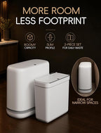 Small Bathroom Trash Can with Lid, Dog Proof Slim Press Top Garbage Can, White Plastic Narrow Waste Basket, for Bathroom Bedroom Office 2 Pack Set with 4.8 Gal and 3.3 Gal