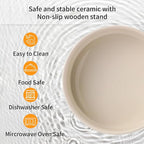 Elevated/Raised 15°Tilted Anti Slip Ceramic Dog Bowl for Medium & Large Breeds,Slanted Bulldog Big Face Pet Feeding Food Water Dish Stand for Dogs (7.6 Cups/60OZ) Beige