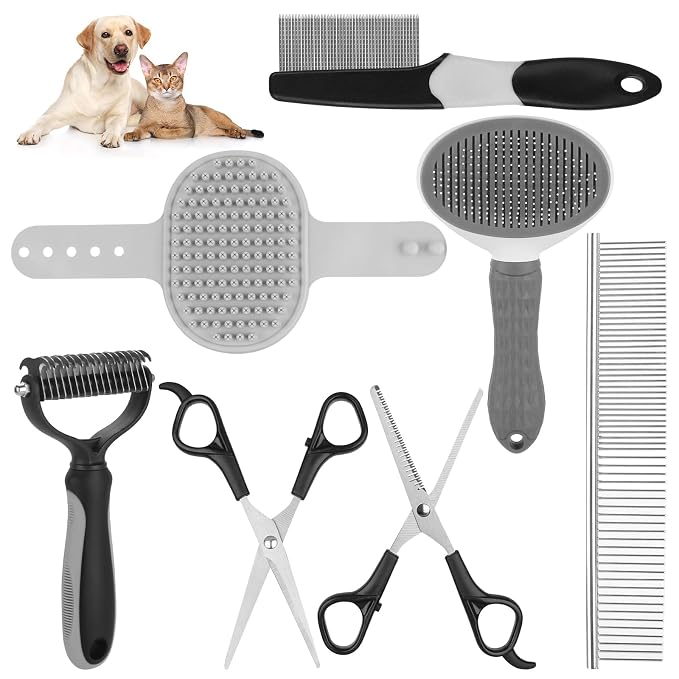 Pet Grooming Kit – Shedding Slicker Brush & Bath Massage Tool for Dogs, Cats, Puppies & Rabbits | Gentle, Easy-Clean Design for Healthy Coats & Relaxing Grooming