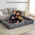 WNPETHOME Human Dog Bed for People Adults, Washable Faux Fur Nap Bed Adult Oval for People, Calming Human Size Giant Dog Bed Fits Pet Families with Storage Pocket Grey