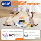 Pawtners Cat Toys, Automatic Interactive Kitten Toys for Indoor Cats, White | Fluttering Butterfly, Moving Feather, Track Balls and USB Rechargeable Powered Smart Indoor Exercise Kicker