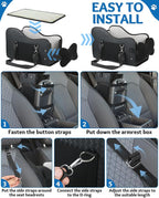 Center Console Dog Car Seat, Pet Car Seat, Armrest Middle Console Booster Travel Carrier for Small Dogs and Cats(Black Leather)