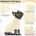 Queenmore Dog Sweater Large Size,Warm Dog Sweaters for Big Dogs,Chunky Knitted Doggy Sweater for Extra Large Dogs Boy Girl, Big Doggie Turtleneck Winter Outfit (White,2XL)