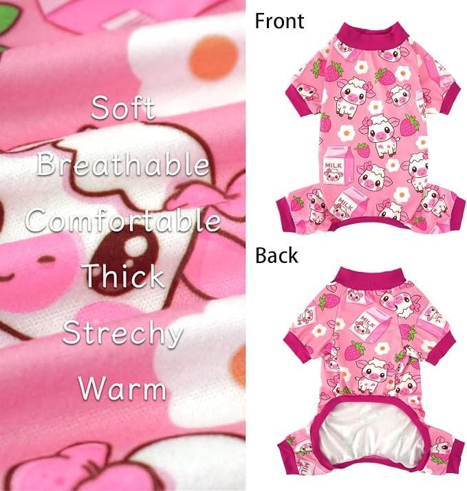 XPUDAC 4 Pack Dog Pajamas for Small Medium Dogs, Strechy Soft Puppy Clothes for Doggie Girl Boy Pet Jumpsuit, Cat Onesie-Medium