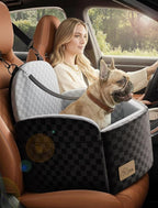 Dog Car Seat for Small/Medium Dogs, Elevated Dog Booster Seat with Memory Foam Cushion for Dogs Under 35lbs, Detachable Washable Pet Car Seats with Storage Pockets & 2 Safety Belts (Grey)
