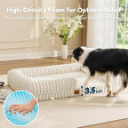 ChiXnuggle Faux Fur Orthopedic Dog Bolster Bed, Waterproof Washable Cover | rectangular dog sofa couch,egg crate foam,non-slip bottom,for extra large dogs,cream,41*30*7
