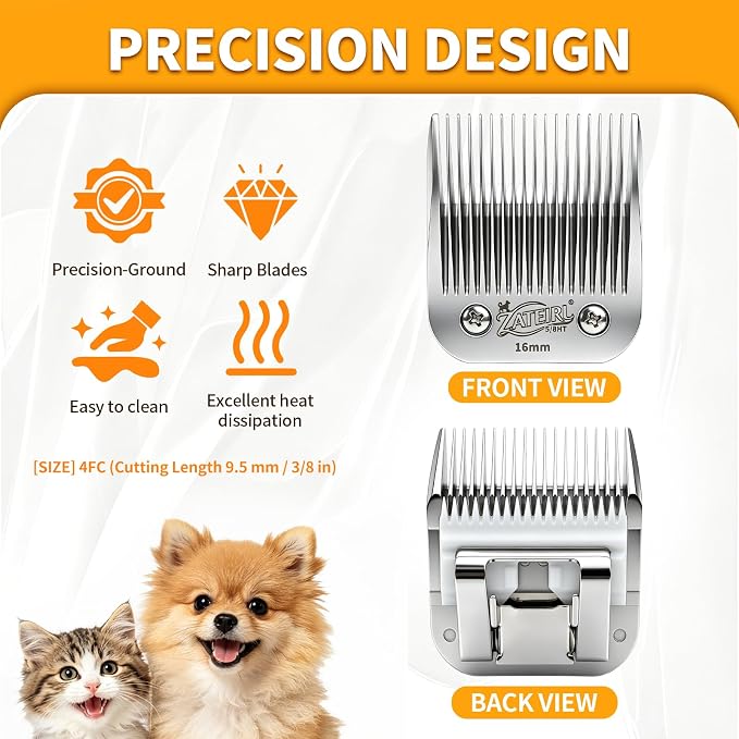 Size 5/8HT Detachable Pet Grooming Clipper Blade with Ceramic Cutter, 16mm 5/8 Inch Cut Length, Silver, Compatible with Andis, Oster A5, Wahl KM10, 1 Pack