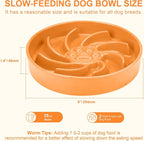 Ceramic Slow Feeder Dog Bowl, 3 Cup Dog Food or 25oz Water, Slow Eating Bowl for Middle Breed, Maze Puzzle Feeder for Fast Eaters, Anti-Choking Stop Bloat, Non-Slip BPA Free (Orange)