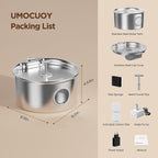 Cat Water Fountain Stainless Steel: Cat Fountain for Drinking with Filter - Pet Water Fountain for Cats Indoor - Automatic Pet Water Dispenser Bowl - 6 Carbon Filters & 3 Foam Filters