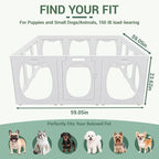 Clear Acrylic Dog Playpen with Door, 12 Panels Large Transparent Pet Fence Indoor with Dog Head Shape, 23.6" Expandable Puppy Playpen with Suction Cups, Easy Assemble for Medium/Small Dogs & Pets