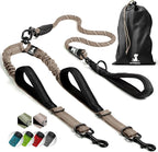 SparklyPets - Double Dog Bungee Rope Leash - Dual Dog Lead for Medium and Large Breeds - Padded Handles, No Tangle - Flow Leash, 2 Dogs Walking Accessory