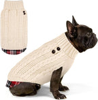 KYEESE Dog Sweater Turtleneck Thick Knit Pullover for Cold Weather | Stretchy Fit, Lightweight & Warm, Cozy Knit Comfort, Classic Plaid Design, Gentle on Sensitive Skin, Comfortable Daily Wear