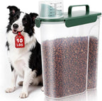 TBMax 10 Lbs Cat Dog Food Storage Container, 2026 Upgraded Large Pouring Container for Pet Food Storage, Bird Seed Dispenser, Portable Travel Kibble Holder -Dark Green