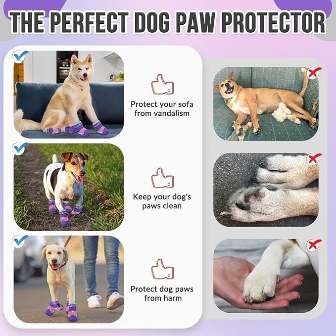SlowTon Dog Shoes for Large Small Medium Dogs - Breathable Dog Boots for Summer Hot Pavement, Paw Protector for Outdoor Walking Winter Snow, Anti-Slip Rubber Dog Booties for Hardwood Floor (Pink, 3)