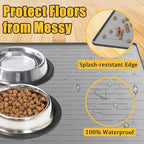 Large Dog Mat for Food and Water, 31.8"x23.8" Silicone Pet Feeding Mats, Waterproof Dog Bowl Mat with High Edges to Prevent Water and Food Spills, Brown