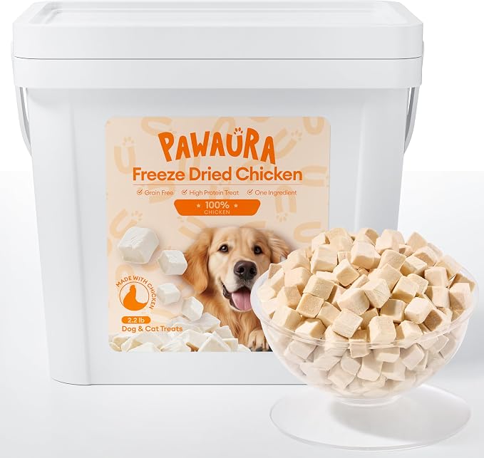 Freeze Dried Chicken Treats for Cats & Dogs,【2.2 lbs】 | High-Protein Single Ingredient | Grain-Free, No Additives | Training Reward & Nutritional Supplement | Resealable Box