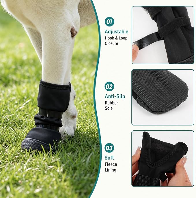 IDOMIK Dog Boots for Injured Paw, Soft Dog Booties to Prevent Licking | Breathable Dog Paw Protector, Dog Shoe with Non-Slip Sole & Adhesive Strap, Fits Small to Large Dogs,Black,XL