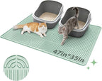 Pawtasy Cat Litter Box Mat,47" x 35" Extra Large Silicone Waterproof Litter Trapping Mat for Scatter Control Soft on Kitty Paws Non-Slip Easy to Clean