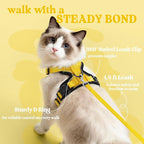 rabbitgoo Cat Harness and Leash Set, Escape Proof Vest, Yellow | Soft Breathable Mesh, Easy Adjustable Fit, Snap Buckles, Sturdy Clip, Reflective Strips, for Kittens & Small Cats Walks, Xxs