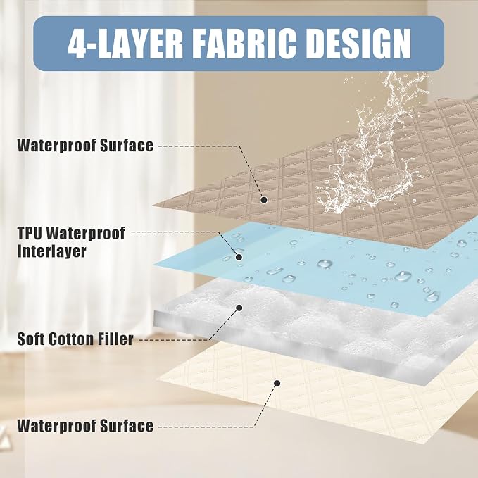 Smiry Waterproof Reversible Pet Couch Covers for Dogs | Pet Friendly, Soft Fabric, Washable Sofa Furniture Protector for Dogs Cat Kids, Checkered (30"x90", Taupe/Beige)