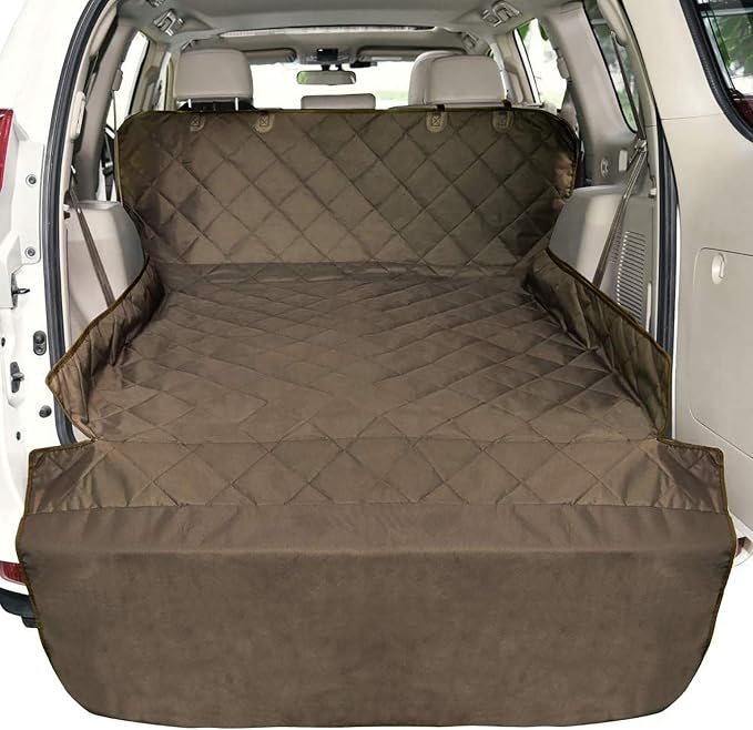 F-color SUV Cargo Liner for Dogs - Heavy Duty Cargo Cover for Mid-Size SUVs | Water Resistant, Bumper Flap, Non-Slip Mat, Car Trunk Dog Car Seat Cover Prevents Scratches Pet Hair Mud Dirt for Sedans Vans