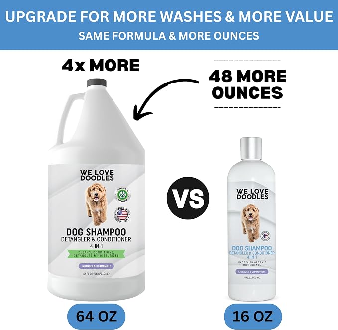 Dog Shampoo Half Gallon, Cleans, Conditions & Detangles, Lavender, 64OZ | For Sensitive Itchy Skin, Hypoallergenic, Tearless, Best Shampoo For Smelly Dogs, Goldendoodle, Poodle & Doodle, Made in USA
