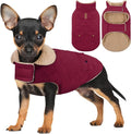 Winter Coat for Small Dogs, Puppy Plaid Jacket, Dog Jacket for Cold Weather, Windproof Warm Garments, Pets Thickened Outfits Indoor Outdoor, Burgundy S