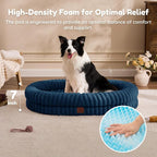 ChiXnuggle Orthopedic Dog Bed, Washable Cover, Faux Fur Bolster Pet Couch | waterproof,egg crate foam,non-slip bottom,for extra large dogs,navy, 41*30*7,dog sofa