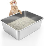 WENBOKMIN Stainless Steel Litter Box - Cat Litter Box Easy to Clean, Never Absorbs Odor, Stains, or Rusts - Silver (17.7" L x 13.5" W x 6" H)