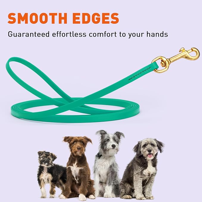 Viper Biothane K9 Working Dog Leash Waterproof Lead for Tracking Training Schutzhund Odor-Proof Long Line with Solid Brass Snap for Puppy Medium and Large Dogs, 15ft Teal