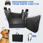 Btefd Truck Hard Bottom Dog Back Seat Extender Cover for F150, RAM 1500 | Pet Hammock for Full Size Crew Cab Trucks, Headrest Protection, Holds 420lbs, 45% More Space, Waterproof, Easy Care