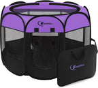 Siedihit Dog Cat Playpen, Puppy Pet Playpen, Small Dogs Tent Crates Cage | Indoor/Outdoor, Portable Pop Up Dog Kennel Playpen with Carrying Case for Dogs/Cats/Rabbits,Purple
