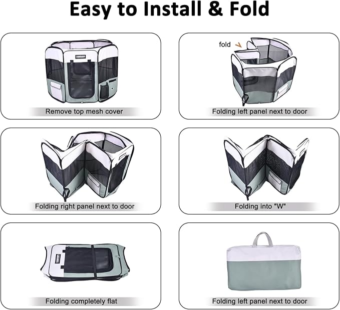 JESPET Pet Dog Playpens 36", 45" & 61" Portable Soft Dog Exercise Pen Kennel with Carry Bag for Puppy Cats Kittens Rabbits, Indoor/Outdoor Use