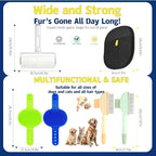 4-in-1 Pet Hair Remover and Grooming Kit for Dogs Cats, Reusable Lint Roller, Deshedding Glove, De-Shedding Tool for Fur Removal and Silicone Bath Brush for Dog Cat Furniture Clothing Car Seats, Blue