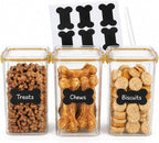3Pack Pet Food Storage Containers, Airtight Dog Food Storage Container with Locking Clips, Dog Treat Container with a Stickers & Pen for Customizing, for Pet,Bird Seeds,Dog & Cat Treats(Golden)