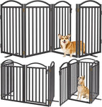 Malier Metal Freestanding Dog Gates, Outdoor Indoor Dog Fences, Extra Wide Foldable Puppy Gate for Stairs, Hallways, Yard