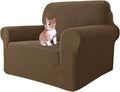 MAXIJIN Stretch Chair Cover Chair Slipcovers with Arms, 1-Piece Couch Sofa Chair Covers for Living Room, Non Slip Armchair Cover (31"-46") Furniture Protector Dogs Pet Friendly (Chair, Brown)