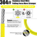 jenico Dog Tie Out Cable, 10/15/20/30/40/50/70/100/150FT Runner Cable with Swivel Hook and Shock Spring, Dog Leash Run Tether for Yard Outdoor and Camping,for Small to Medium Pets Up to 500 LBS