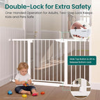 Cumbor 30-54" Extra Wide Baby Gate for Stairs, Auto Close Dog Gate White | Dual Lock Pet Gate Indoor, Easy Install Safety Gate for Doorways, Hallway & Kitchen, Easy Walk Thru Proofing for Babies & Pet