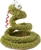 ZEZE Forest Snake Spring Interactive Cat Toy with Scratch Base, Bouncy Spiral Plush Teaser with Crinkle Sound & Ribbon, Self-Play Boredom Relief for Indoor Cats