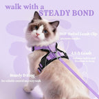 rabbitgoo Cat Harness and Leash Set, Escape Proof Vest, Light Purple | Soft Breathable Mesh, Easy Adjustable Fit, Snap Buckles, Sturdy Clip, Reflective Strips, for Average Cats Walks, S