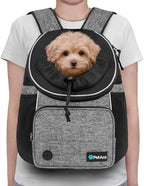 PetAmi Dog Front Carrier Backpack, Adjustable Dog Pet Cat Chest Carrier Backpack, Ventilated Dog Carrier for Hiking Camping Travel, Small Medium Puppy Large Cat Carrying Bag, Max 15 lbs, Gray