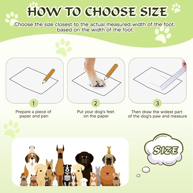 Dog Shoes for Large Dogs, 360°Anti Slip Medium Dog Boots & Paw Protectors Winter Snowy, Waterproof 4Pcs Dog Booties with Reflective Strips (Size 1: 1.57''x2.09''(W*L), Green)