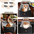 Dog Car Seats for Small/Medium Dogs, Puppy Car Seat with Side Opening, Thick Cushion, Detachable Washable Dog Carseat with Storage Pockets for Dogs Up to 35lbs (Grey)